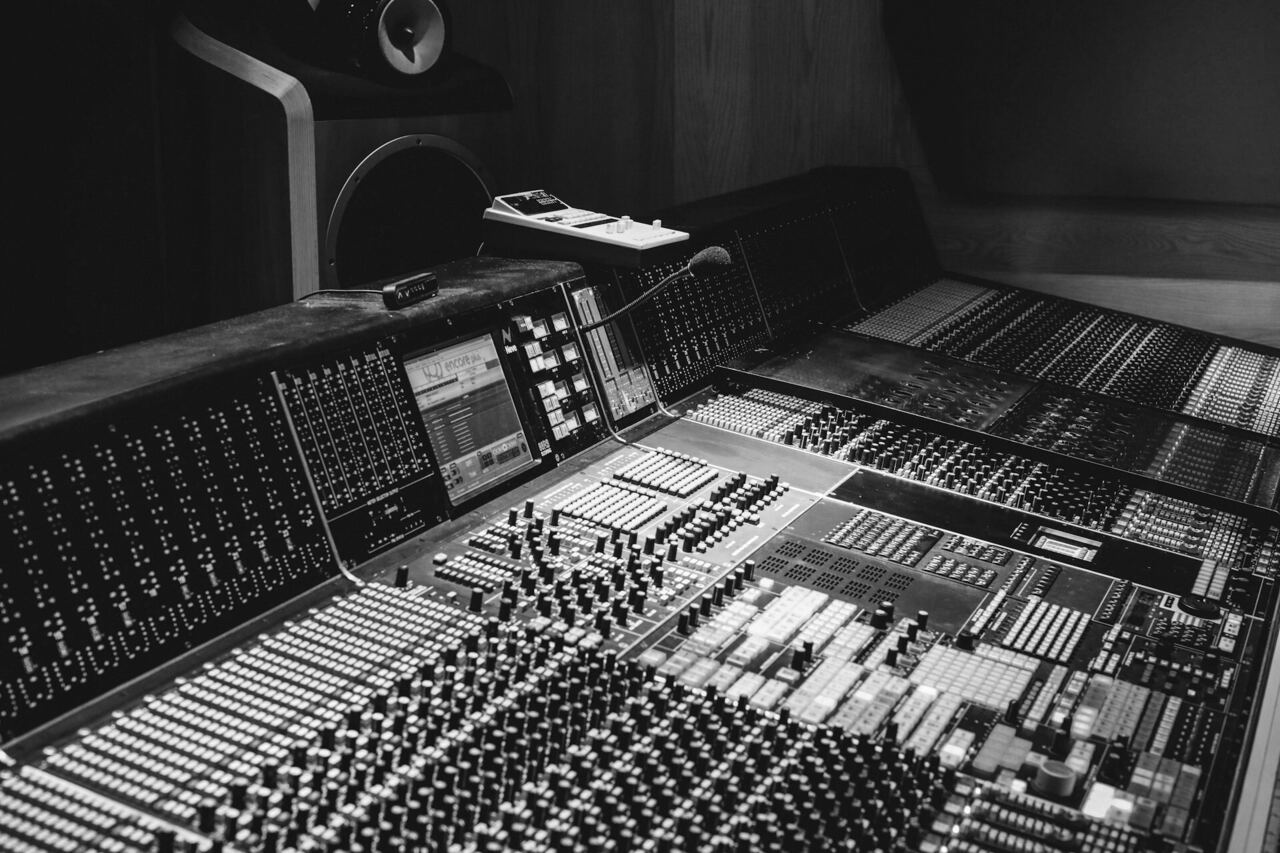 Detail of an audio mixing console